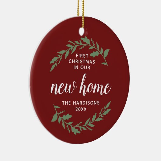 1. Weihnachten in unserer neuen Zuhause Personalis Keramik Ornament (Rechts)