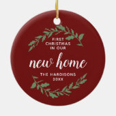1. Weihnachten in unserer neuen Zuhause Personalis Keramik Ornament (Hinten)