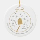 1. Weihnachten in unserer neuen Zuhause Personalis Keramik Ornament (Hinten)