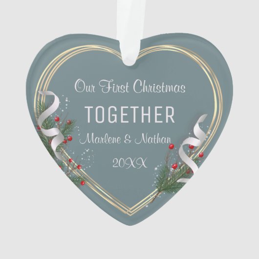 1. Weihnachten mit Gold Frame Custom Foto Ornament (Rückseite)