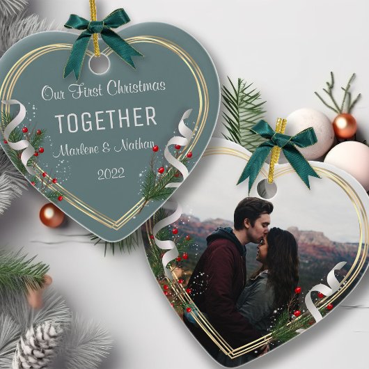 1. Weihnachten mit Gold Frame Custom Foto Ornament