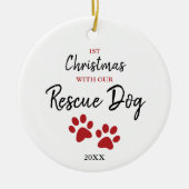 1. Weihnachten mit unserem Rettungshund Personalis Keramik Ornament (Vorne)