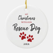 1. Weihnachten mit unserem Rettungshund Personalis Keramik Ornament (Hinten)