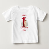 1. Weihnachten Niedlicher Hirschwald Name Girl Baby T-shirt (Vorderseite)