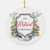 1. Weihnachten Personalisierte Blumengrün Keramik Ornament (Hinten)