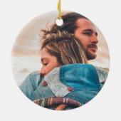 1. Weihnachten Rustic Mr. & Mrs. Foto Keramik Ornament (Hinten)