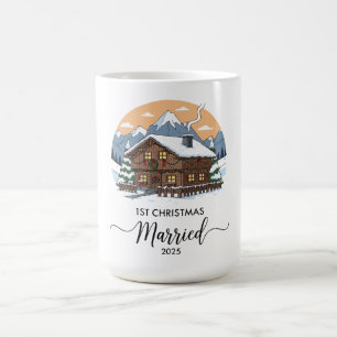 1. Weihnachten Verheiratet 2025 Rustikales Holzhau Kaffeetasse