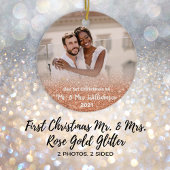 1. Weihnachten Verheiratet Mr. Rose Gold Glitzer Keramik Ornament