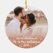 1. Weihnachten Verheiratet Mr. Rose Gold Glitzer Keramik Ornament (Hinten)
