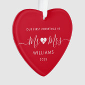 1. Weihnachten Verheiratet Mr. Simple Heart Foto Ornament (Vorderseite)