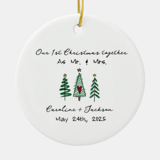 1. Weihnachten Verheirateter Personalisierter Orna Keramik Ornament
