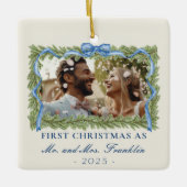 1. Weihnachten verheiratetes Foto Keramikornament (Vorderseite)
