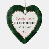 1. Weihnachten Verheiratetes Grünes Kariertes Gesc Keramikornament (Rechts)