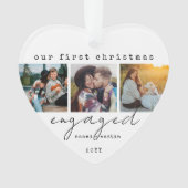 1. Weihnachten Verlobt Minimal 4 Foto Herzlich Wil Ornament (Vorderseite)