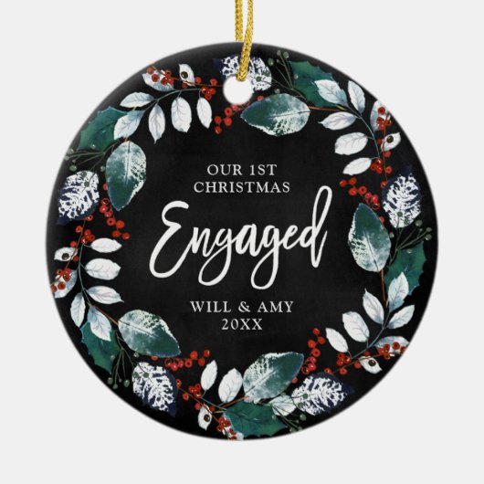 1. Weihnachten Verlobt Personalisierte Heilige Grü Keramik Ornament (Vorne)