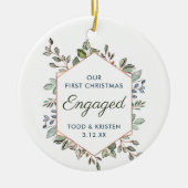 1. Weihnachten Verlobter Personalisierter Grünrahm Keramik Ornament (Vorne)