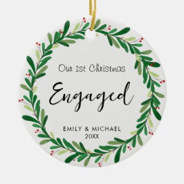 1. Weihnachten Verlobtes Foto Keramik Ornament