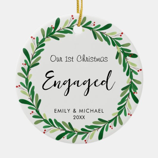 1. Weihnachten Verlobtes Foto Keramik Ornament (Vorne)