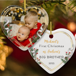 1. Weihnachts Big Brother Liebe Gold Frame Foto Keramik Ornament