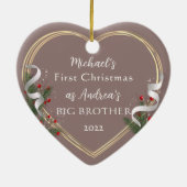 1. Weihnachts Big Brother Liebe Gold Frame Foto Keramik Ornament (Hinten)