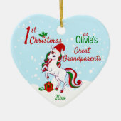 1. Weihnachts-Einhorn als Großeltern Keramik Ornament (Vorne)