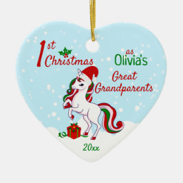 1. Weihnachts-Einhorn als Großeltern Keramik Ornament
