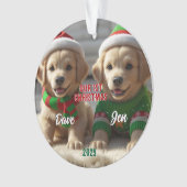 1. Weihnachts Golden Retriever Personalisiert Ornament (Vorderseite)