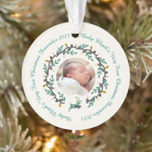 1. Weihnachts-Hirsch mit Kranz Teal Cream Acyl Ornament