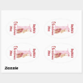 1. Weihnachts Niedlich Bunny Baby Girl Nummer 1 Ovaler Aufkleber (Blatt)