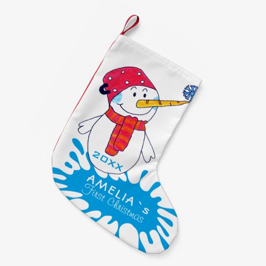 1. Weihnachts Niedlich Snowman Snowflake Zeichnend Kleiner Weihnachtsstrumpf (Vorderansicht (hängend))