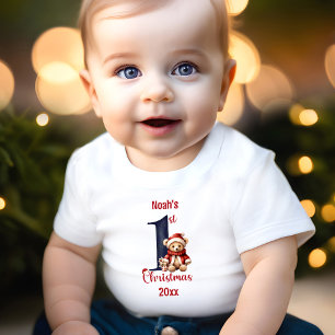 1. Weihnachts Niedlich Teddy Bear Baby Boy Red Blu T-shirt