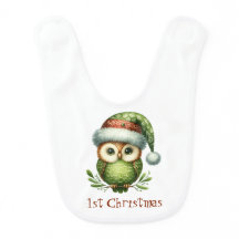 1. Weihnachts-Niedliches grünes Owl in Holiday Cap