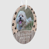 1. Weihnachts Rustikales Puppy-Foto Muster Ornament (Vorderseite)