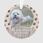1. Weihnachts Rustikales Puppy-Foto Muster Ornament (Vorderseite)