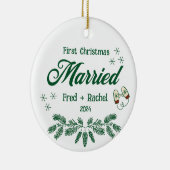 1. Weihnachts Verheiratete Custom Newlyweds Keepak Keramik Ornament (Rechts)
