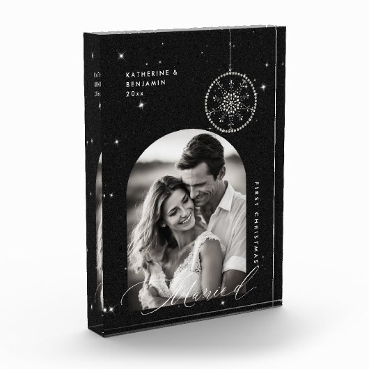 1. Weihnachts Verheiratete Schneeflocken Schwarzes Fotoblock (Links)