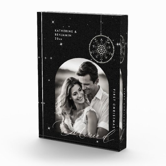 1. Weihnachts Verheiratete Schneeflocken Schwarzes Fotoblock (Rechts)