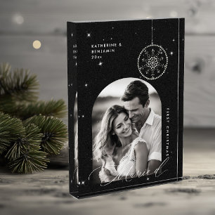 1. Weihnachts Verheiratete Schneeflocken Schwarzes Fotoblock