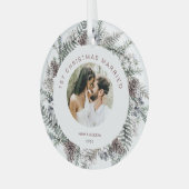 1. Weihnachts-Verheiratetes Couple-Foto-Foliage Ornament Aus Glas (Vorderseite links)