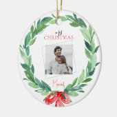 1. Weihnachts Verheiratetes Paar Foto Keramik Ornament (Links)