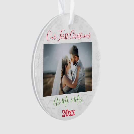 1. Weihnachts Verheiratetes Paar Foto Ornament (Vorderseite)