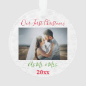 1. Weihnachts Verheiratetes Paar Foto Ornament (Rückseite)