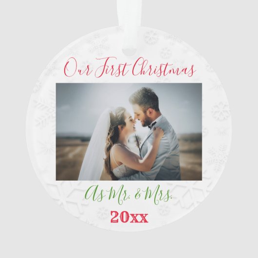 1. Weihnachts Verheiratetes Paar Foto Ornament (Rückseite)