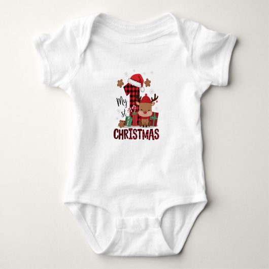1. Weihnachts-Weihnachtsmannmütze Weißschneejunge Baby Strampler (Vorderseite)
