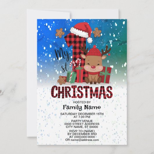 1. Weihnachts-Weihnachtsmannmütze Weißschneejunge Einladung (Vorderseite)