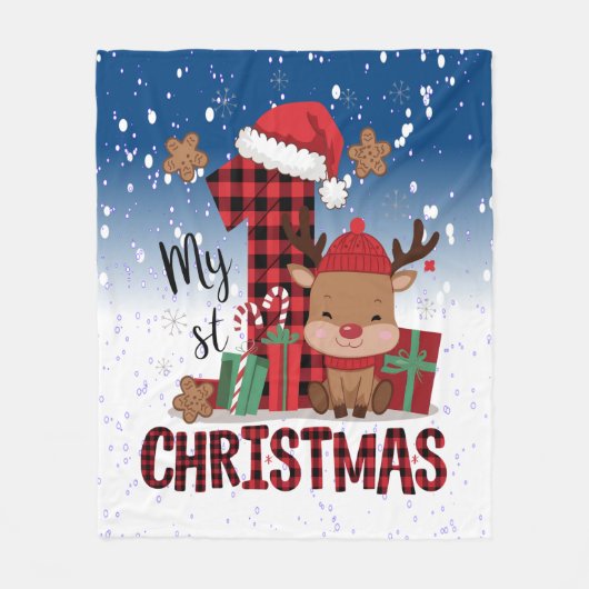 1. Weihnachts-Weihnachtsmannmütze Weißschneejunge  Fleecedecke (Vorderseite)