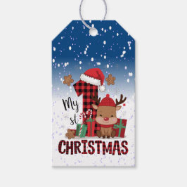 1. Weihnachts-Weihnachtsmannmütze Weißschneejunge  Geschenkanhänger