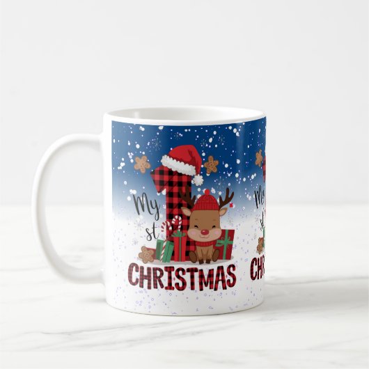 1. Weihnachts-Weihnachtsmannmütze Weißschneejunge Kaffeetasse (Links)