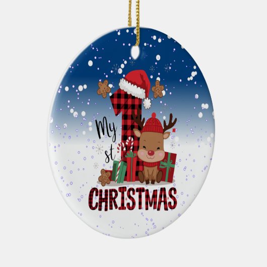 1. Weihnachts-Weihnachtsmannmütze Weißschneejunge  Keramik Ornament (Rechts)