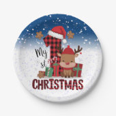 1. Weihnachts-Weihnachtsmannmütze Weißschneejunge  Pappteller (Vorderseite)